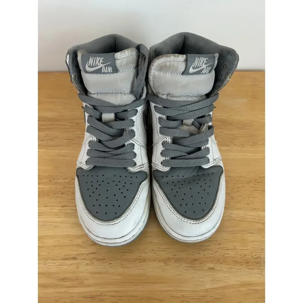 Nike Air Jordan 1 Retro High OG Stealth GS Size 4Y Shoes 575441-037 White Grey